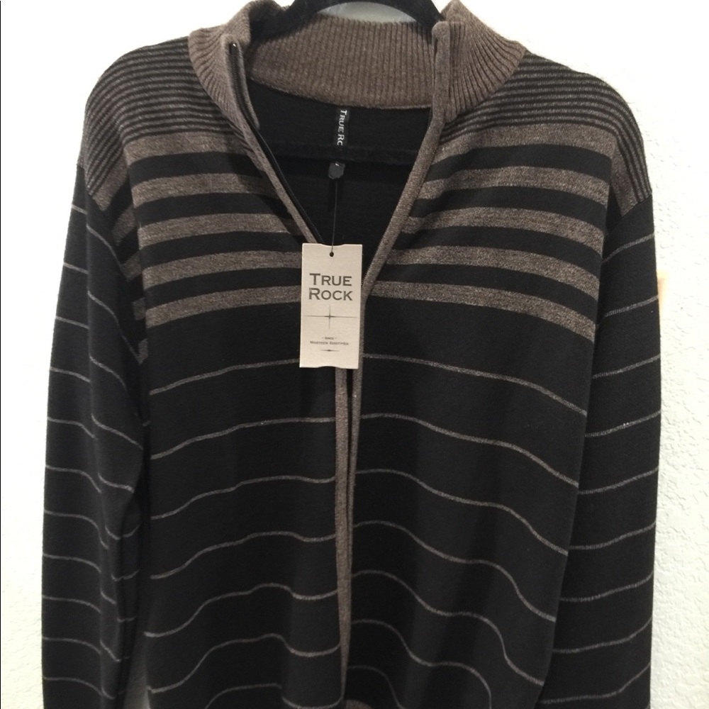 NWT True Rock Zip cardigan black and taupe